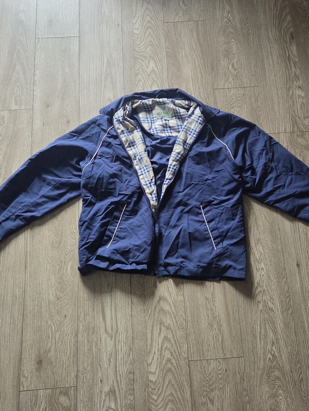 Haband Navy Lightweight Shirt Jacket with Check Lining